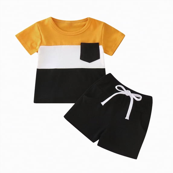 Gubotare Boy Clothes Toddler Baby Boy Summer Clothes Short Sleeve T-Shirt Tee Tops Shorts Infant Outfits 12 18 Months (Yellow,12-18 Months)