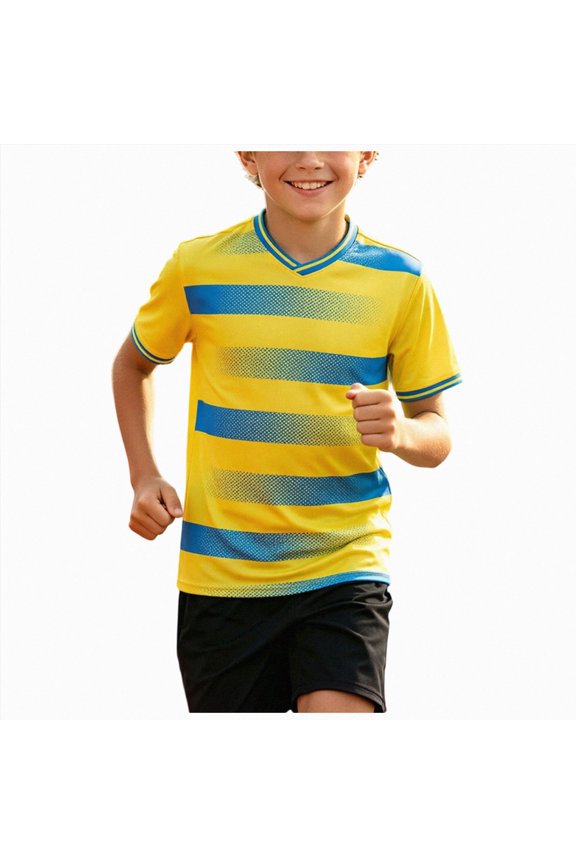 Boy Gymnastics Outfit Boys Athletic Shorts and Performance T-Shirt Crew Neck Boy Clothes Set, Summer Kids Outfit Size 7-8 (Yellow,7-8 Years)