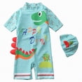 thumbnail image 1 of Gubotare Boy One Piece Swimsuit Baby Swimsuit with Hat, Short Sleeve One-Piece with Zipper 3t 4t (Light Green,3-4 Years), 1 of 5