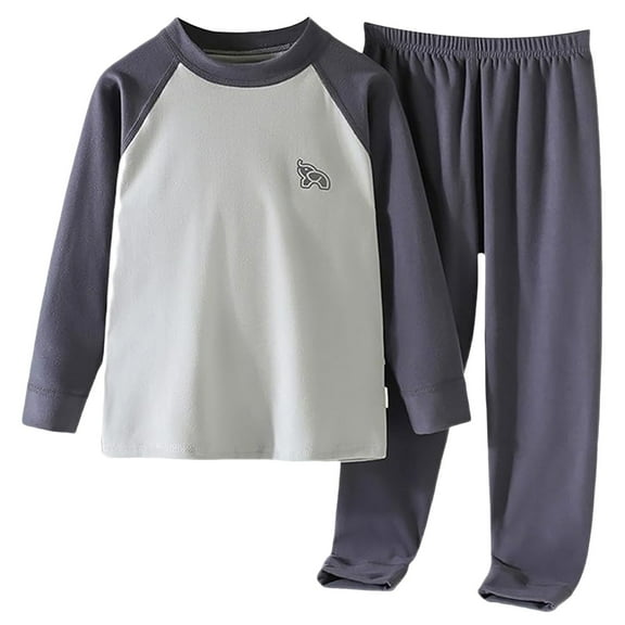 Gubotare Boy Pajamas Long Sleeve Boys' Long Sleeve Pajama Set Cotton Sleepwear Size 10-12 Years (Grey,10-12 Years)