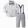 thumbnail image 1 of Gubotare Boy Suit Toddler Boy Outfit Boy Dress Shirt with Bowtie/Suspender Pants Gentleman Wedding Outfits 1-10 Years Grey,Size 8-9 Years, 1 of 9