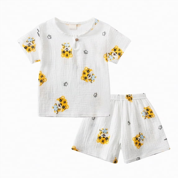 Gubotare Boy Summer Clothes Toddler Baby Boy Summer Clothes Short Sleeve T Shirt & Shorts Sets with Pockets 2 Piece Outfit 18 24 Months (Yellow,18-24 Months)