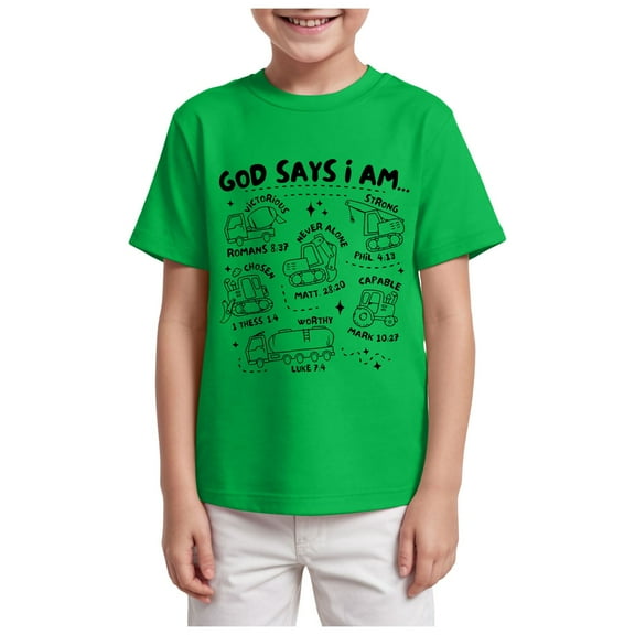 Gubotare Boy T Shirt Boy Shirt Party T-Shirts Excavator Short Sleeve Tee Sizes 7-8T (Green,7-8 Years)