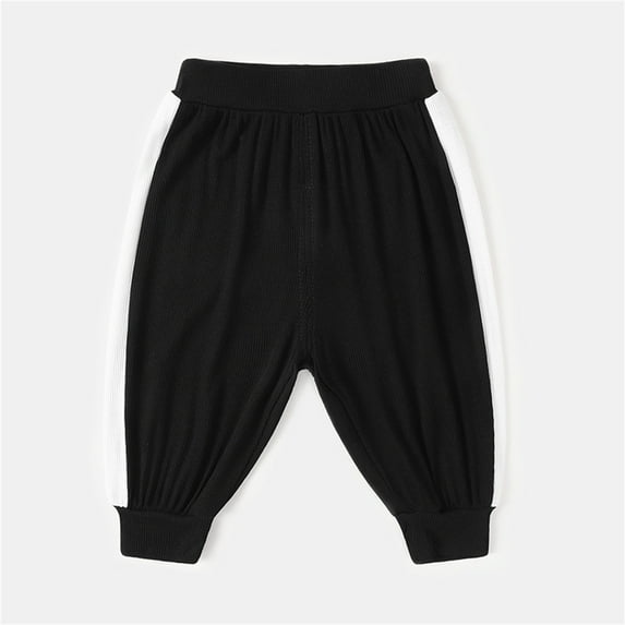Gubotare Boy's Cotton Sweatpants Baby Boys Girls Patchwork Ribbed Pants Trousers Outfits Clothes,Black 18-24 Months