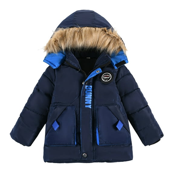 Gubotare Boy's Winter Parka Water Resistant Hooded Puffer Fleece Lined Jackets Coats (Navy,4 Years)