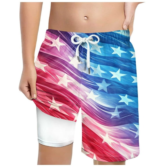 Gubotare Boys 4th of July Swim Trunk Boys' Swim Trunks Quick Dry Bathing Suit Trunks Swimwear Shorts for Boys (Sky Blue,Size 5-6 Years)