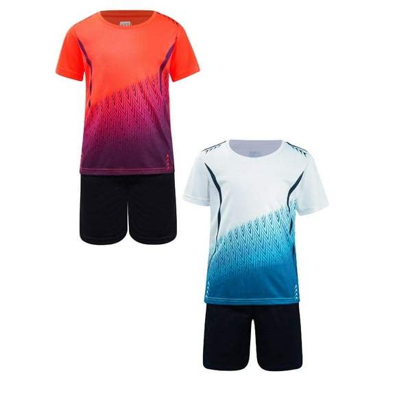 Gubotare Boys' Active Short Set - 2 Piece Athletic Crewneck T-Shirt and Shorts Summer Kids Outfit Lightweight and Breathable 5-15 Years,White&Orange 13-14 Years