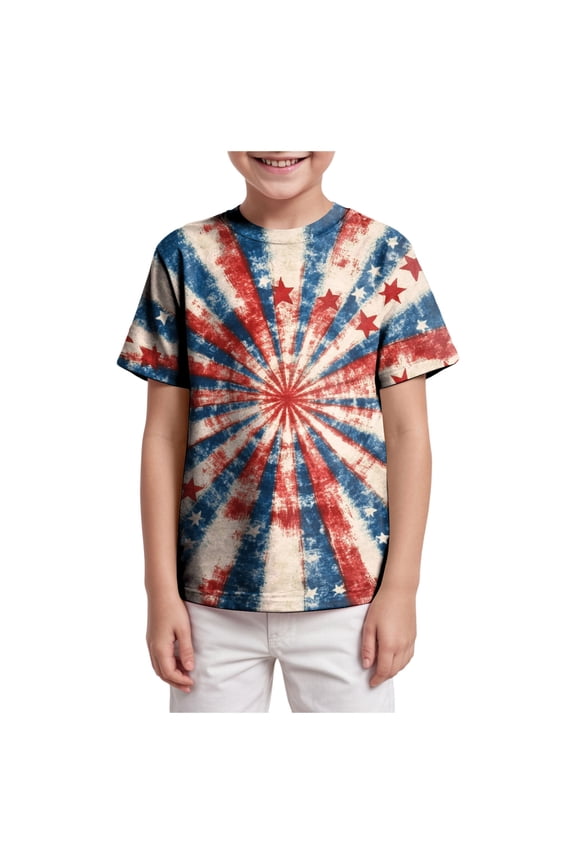 Boys American Flag Shirt Toddler Shirt for Boys T-Shirt Kids Sunday Athletic Outfit Funny Print Summer Tee Tops ( Red,Size 12-13 Years)