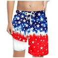 thumbnail image 1 of Gubotare Boys American Flag Swim Short Boy's Summer Boho Print Shorts Casual Kids Drawstring High Waisted Graphic Shorts with Pocket (Sky Blue,Size 6-7 Years), 1 of 4