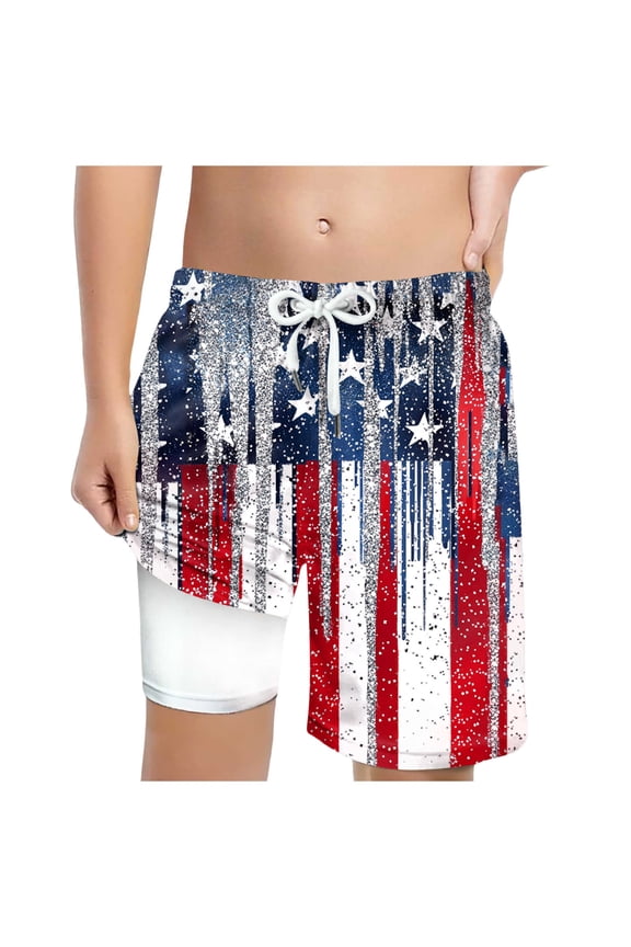 Boys American Flag Swim Short Boys' Board Shorts - UPF 50+ Quick Dry Swimwear Bathing Suit - Swim Trunks Swimsuit for Boys (Navy,Size 10-13 Years)