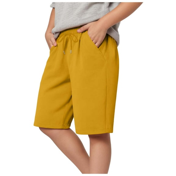 Gubotare Boys Athletic Shorts Slim Unisex Baby Shorts,Toddler Cotton Pull on Shorts with Drawstring, Solid Short Elastic Waist Comfy Short Size 14-16 (Yellow,13-14 Years)