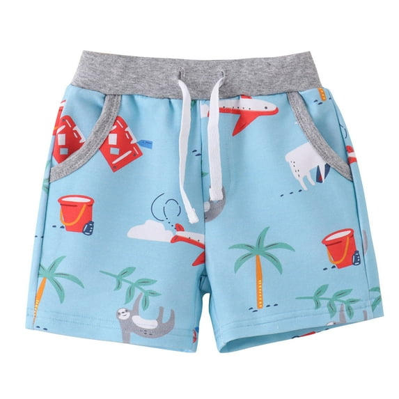Gubotare Boys Athletic Shorts Youth Boy's Graphic Shorts High Waisted Bobo Shorts Casual Summer Shorts with Pocket (Sky Blue,Size 5-6 Years)