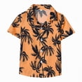 thumbnail image 1 of Gubotare Boys Beach Shirt Toddler Baby Boys Button Down Hawaiian Shirts Short Sleeve Strip Plaid Print Shirt 3T 4T (Orange,3-4 Years), 1 of 4