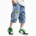 thumbnail image 1 of Gubotare Boys Bermuda Gradient Jeans Kids Vintage Elastic High Waist Washed Distressed Denim Shorts Teen Casual Y2k Jorts 5T 6T (Blue,5-6 Years), 1 of 6