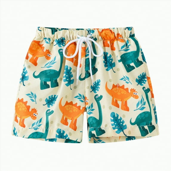 Gubotare Boys Board Shorts Boys Swim Trunks with Boxer Brief Liner Toddler Boy Stretch Swimsuit Shorts Quick Dry Swimming Trunks Bathing Suit 2T 3T (White,2-3 Years)