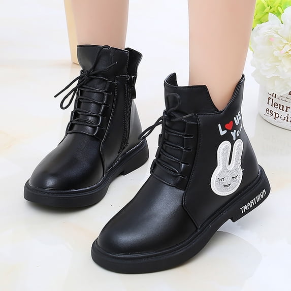 Gubotare Boys Boots Girls Boots Ankle Boots for Girls Side Zipper Short Booties Fashion Boots for Toddler/Little/Big Kids Size 1 (Black,Big Kids 1)