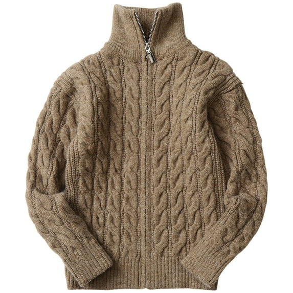 Gubotare Boys Cardigan Sweater Full Zip Knitted Thicken Coat Soft for Fall Winter Size 9-10 (Coffee,9-10 Years)