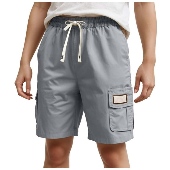 Gubotare Boys Cargo Shorts Boys Lightweight Cargo Shorts Youth Drawstring Shorts Kids Hiking Short (Grey,Size 13-14 Years)