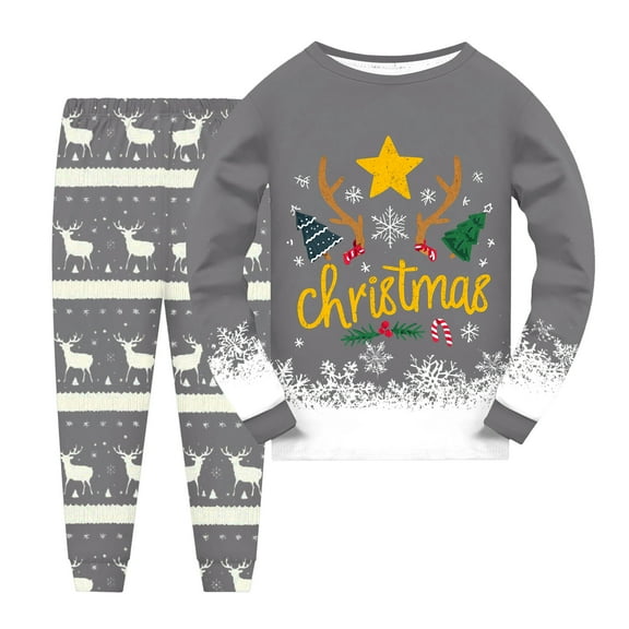 Gubotare Boys Christmas Pajamas Little Boys Pajamas Little Boys Clothes Sleepwear 2 Pieces Pjs Kids Jammies Sets Size 8-9 (Grey,8-9 Years)