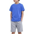 thumbnail image 1 of Gubotare Boys Clothes Color Block Boys' Shorts Set - 2 Piece Basic Short Sleeve T-Shirt and Cargo Shorts - Summer Clothing Set for Boys (Blue,Size 6-7 Years), 1 of 4