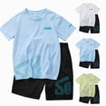 thumbnail image 1 of Gubotare Boys Clothes Summer 2 Piece Outfits Short Sleeve T-Shirts and Shorts Kids Fashion Clothing Sets Blue,Size 4-5 Years, 1 of 4