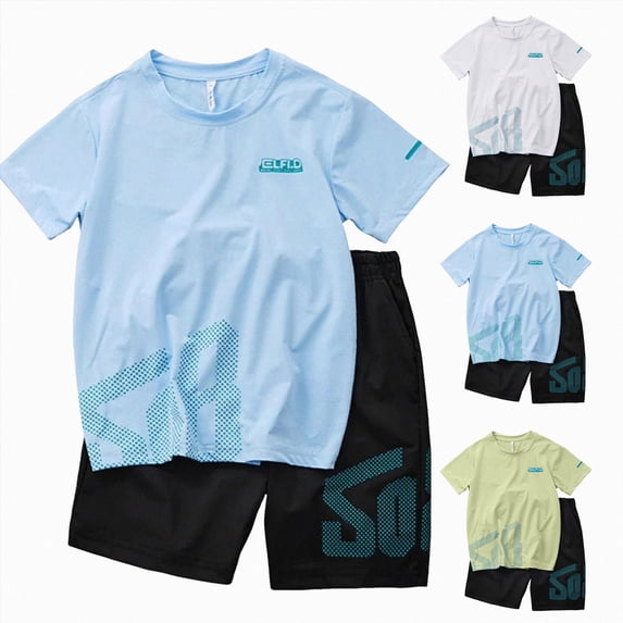 Gubotare Boys Clothes Summer 2 Piece Outfits Short Sleeve T-Shirts and Shorts Kids Fashion Clothing Sets Green,Size 3-4 Years