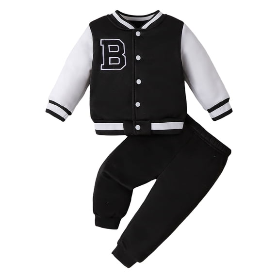 Gubotare Boys Color Block Button Down Shirt and Jogger Pants Button Up Sweatsuits Sets Size 2T 3T (Black,2-3 Years)