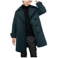 thumbnail image 1 of Gubotare Boys Dress Coats Double Trench Coat Winter Pea Coat with Pockets Size 7-8 (Dark Green,7-8 Years), 1 of 7