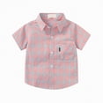 thumbnail image 1 of Gubotare Boys Dress Shirt Little Big Boys Shirt Solid Color Short Sleeve Button Down Casual Shirt Size 10-11 (Pink,10-11 Years), 1 of 3