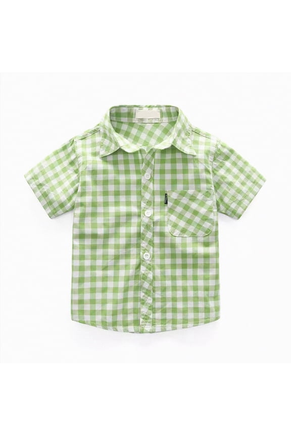 Boys Dress Shirts Short Sleeve Baby Boy Short Sleeve Button Down Dress Shirt Toddler Boys Summer Size 7-8 (Light Green,7-8 Years)