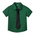 thumbnail image 1 of Gubotare Boys Dress Shirts Short Sleeve Boys Short Sleeve Dress Shirts Button Down Solid Cotton Casual Shirt,Green 11-12 Years, 1 of 8