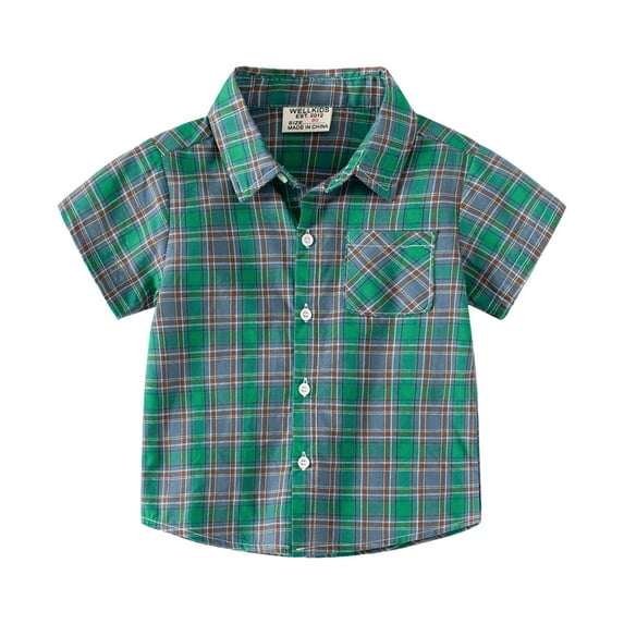 Gubotare Boys Dress Shirts Short Sleeve Button Down Shirts for Boys Short Sleeve Boys' Big Short Sleeve Shirt (Green,Size 3-4 Years)