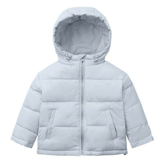 Gubotare Boys Fall Jacket Kids Kids Boys and Girls Puffer Jacket, Winter Hooded Coat, Medium Weight Size 8-10 Years (Light Blue,8-10 Years)
