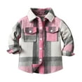 thumbnail image 1 of Gubotare Boys Flannel Shirt Toddler Baby Plaid Jacket Baby Boy GIrl Flannel Hoodies Fall Winter Outerwear Coat Size 3T 4T (Pink,3-4 Years), 1 of 9