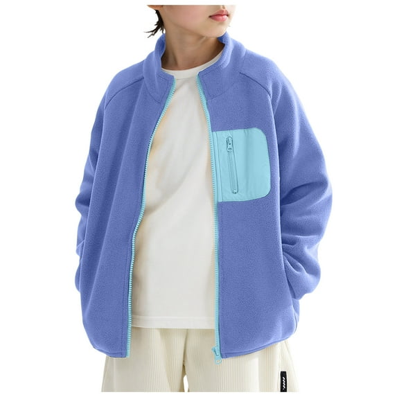 Gubotare Boys Fleece Jackets Boys Fleece Full-Zip Hoodie Jacket Kids Warm Hooded Fall Winter Jacket with Pockets Size 8-10,(Sky Blue 8-10 Years)