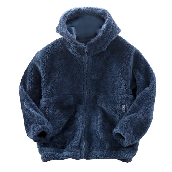 Gubotare Boys Fleece Jackets Hoodless Boys Fleece Jacket Sherpa Fall Winter Full Zip Fuzzy Coat Outwear with Pockets Size 7-8 (Navy,7-8 Years)