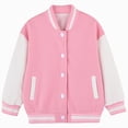 thumbnail image 1 of Gubotare Boys Girls Baseball Jacket Toddler Bomber Cardigan Coat with Pocket Kids Vintage Varsity Letterman Outwear Uniform Pink,Size 9-10 Years, 1 of 7