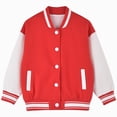 thumbnail image 1 of Gubotare Boys Girls Baseball Jacket Toddler Bomber Cardigan Coat with Pocket Kids Vintage Varsity Letterman Outwear Uniform Red,Size 7-8 Years, 1 of 7