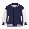 thumbnail image 1 of Gubotare Boys Girls Letterman Jacket, Kids Varsity Bomber Jacket, Lightweight Baseball Jackets Button Down Coat School Outwear 1-10T Dark Blue,Size 3-4 Years, 1 of 5