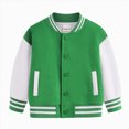 thumbnail image 1 of Gubotare Boys Girls Letterman Jacket, Kids Varsity Bomber Jacket, Lightweight Baseball Jackets Button Down Coat School Outwear 1-10T Green,Size 12-18 Months, 1 of 5