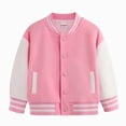 thumbnail image 1 of Gubotare Boys Girls Letterman Jacket, Kids Varsity Bomber Jacket, Lightweight Baseball Jackets Button Down Coat School Outwear 1-10T Hot Pink,Size 11-12 Years, 1 of 5