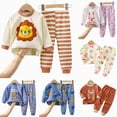 thumbnail image 1 of Gubotare Boys Girls Pjs Set Two Piece Fleece Pajamas kids Fall Winter Long Sleeve pajamas Loungewear (Blue,18-24 Months), 1 of 4