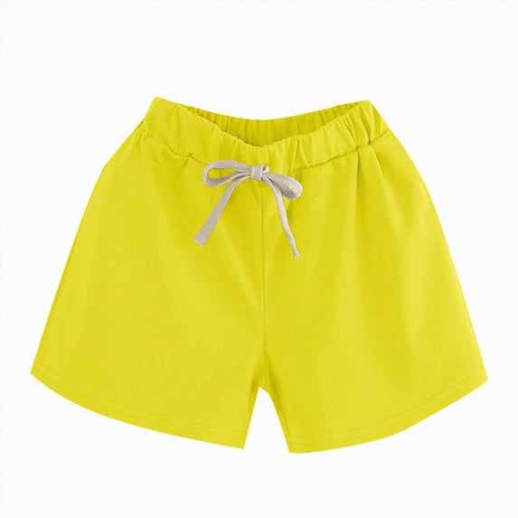 Gubotare Boys Girls Shorts Cotton Athletic Dolphin Shorts Plain Casual Elastic High Waisted Running Pants School Sports Clothes 10T 11T (Yellow,10-11 Years)