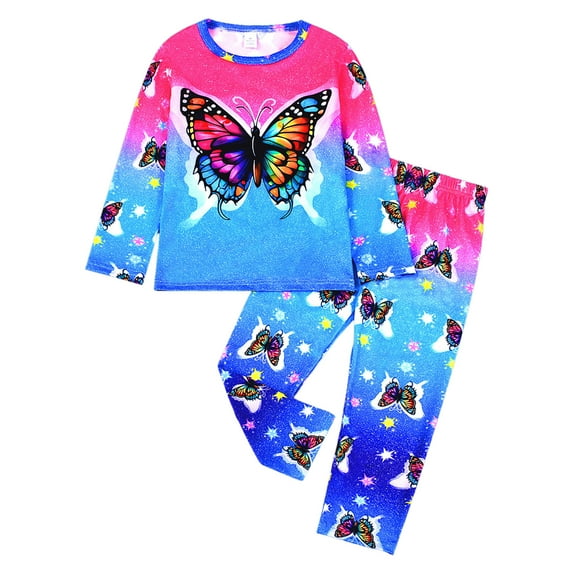 Gubotare Boys Glow Pajamas - Dinosaur Truck Print Long Sleeve Set, Fluorescent Green Digital Printed Sleepwear, Soft Cotton Blend PJs for Boys & Girls Size 3T 4T (Blue,3-4 Years)