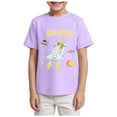 thumbnail image 1 of Gubotare Boys Graphic Tees Kids Short Sleeve Tees Toddler Crewneck T-Shirts Boys Girls Dino Excavator Flower Girl Tops Sizes 9-10T (Light Purple,9-10 Years), 1 of 4