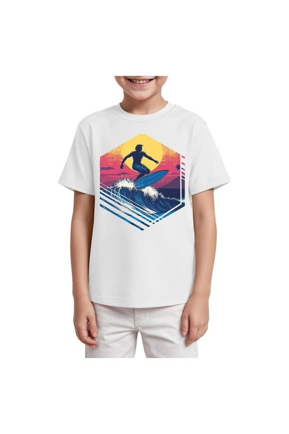 Boys Graphic Tees Little Boys Shirts & Tops Clothes T-Shirt Casual Kids Teen Print Girls Boys Children Boys Tops Size 5T 6T (White,5-6 Years)