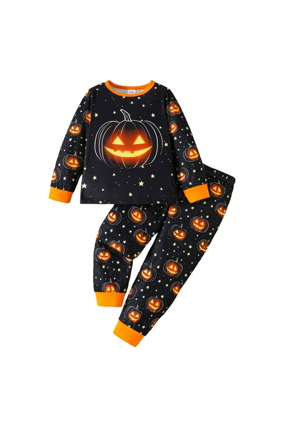 Boys Halloween Pajamas Little Boys Pajamas Toddler Boys Clothes Sleepwear 2 Pieces Pjs Kids Jammies Sets Size 4t 5t (Orange,4-5 Years)