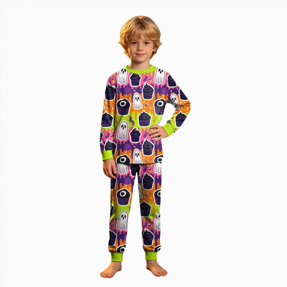 Gubotare Boys Halloween Pajamas Toddler Girls Pajama Set 2 Piece Pjs Set Sleepwear Long Sleeve Top with Bottom 7T 8T (Green,7-8 Years)