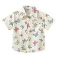 thumbnail image 1 of Gubotare Boys Hawaiian Shirt Funny Toddler Baby Boys Button Down Hawaiian Shirts Short Sleeve Strip Plaid Print Shirt (White,Size 12-18 Months), 1 of 7