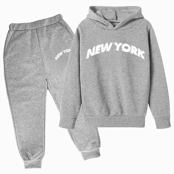 Gubotare Boys' Hoodie and Sweatpants Set - Kids 2 Piece Casual Jogger Outfit for Boys 2-13 Years, Pullover with Pants (Grey, 13-14 Years)
